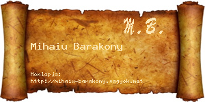 Mihaiu Barakony névjegykártya